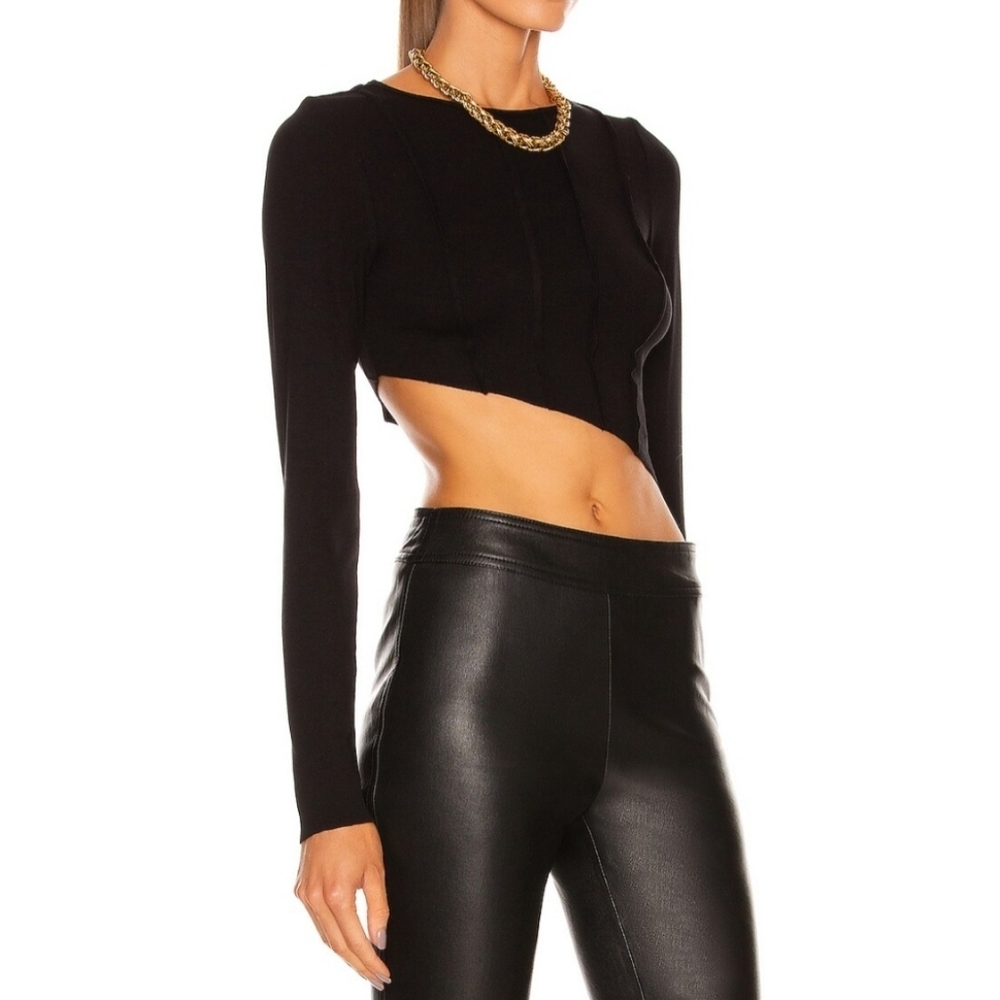 Atoir | The Constellation Crop Asymmetrical Exposed Seams Top Size S Black
